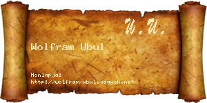Wolfram Ubul névjegykártya